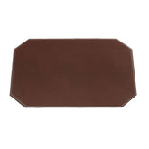 Brown 17 x 12 Leatherette Cut Corner Placemat w/ White Stitching
